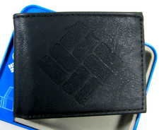 Columbia Mens Bifold Genuine Coated Leather Wallet Passcase Black 31CP220001