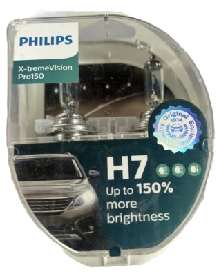 Philips H7 X-tremeVision Pro150 Headlight Halogen Bulbs | 12972XVPS2 | Pack of 2