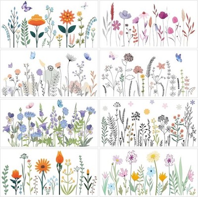 Flower Rub On Transfers 8/12 Sheets Vintage Wildflower Wood Decor