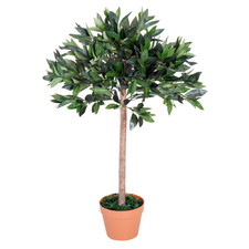 Image of Artificial Olive Tree 90cm PE Plastic Realistic Foliage Green Orange Pot Indoor