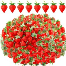 150 PCS Artificial Strawberries 2.2 Inch Faux Realistic Plastic Fake Fruit