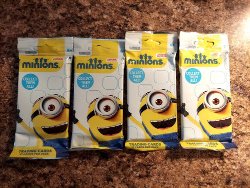 MINIONS TRADING CARDS "4 PACKS" OF 21 CARDS IN EACH PACK "SEE AND READ"