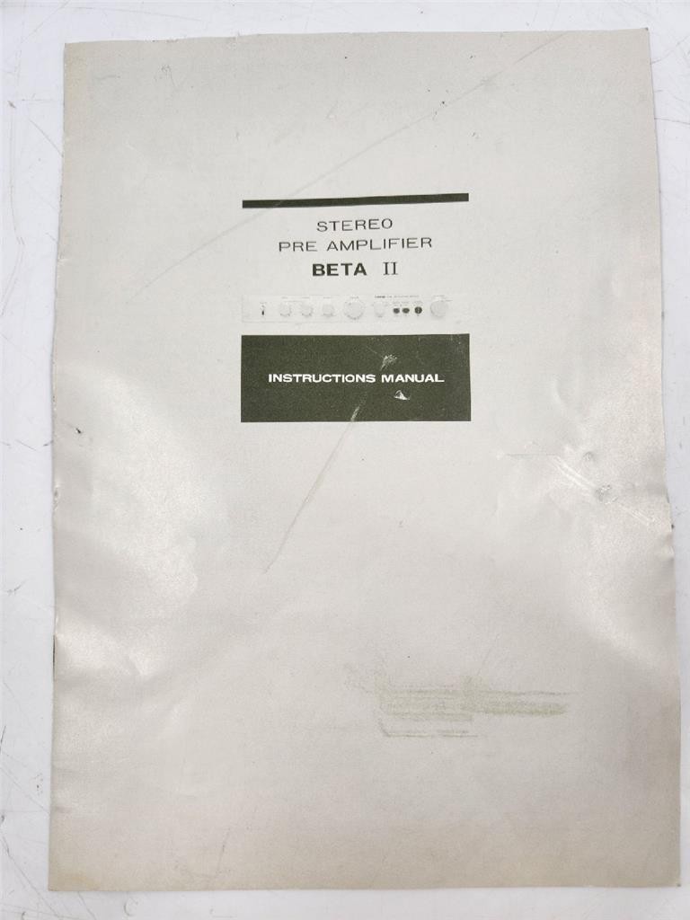 Nikko Stereo Pre Amplifier BETA II Owner's Instructions Manual
