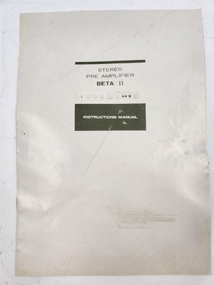 Nikko Stereo Pre Amplifier BETA II Owner's Instructions Manual