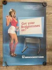 Vintage Bridgestone tire girl poster- 70's motorcycle advertising posters
