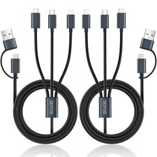 Multi Charging Cable 5 in 1, 2PCS 4FT USB C/A Multi Charger Cable to Type-C/M...