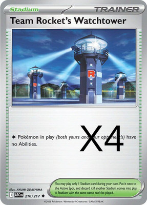 (x4) Team Rocket's Watchtower 210/217 ME: Ascended Heroes Pokemon TCG PLAYSET