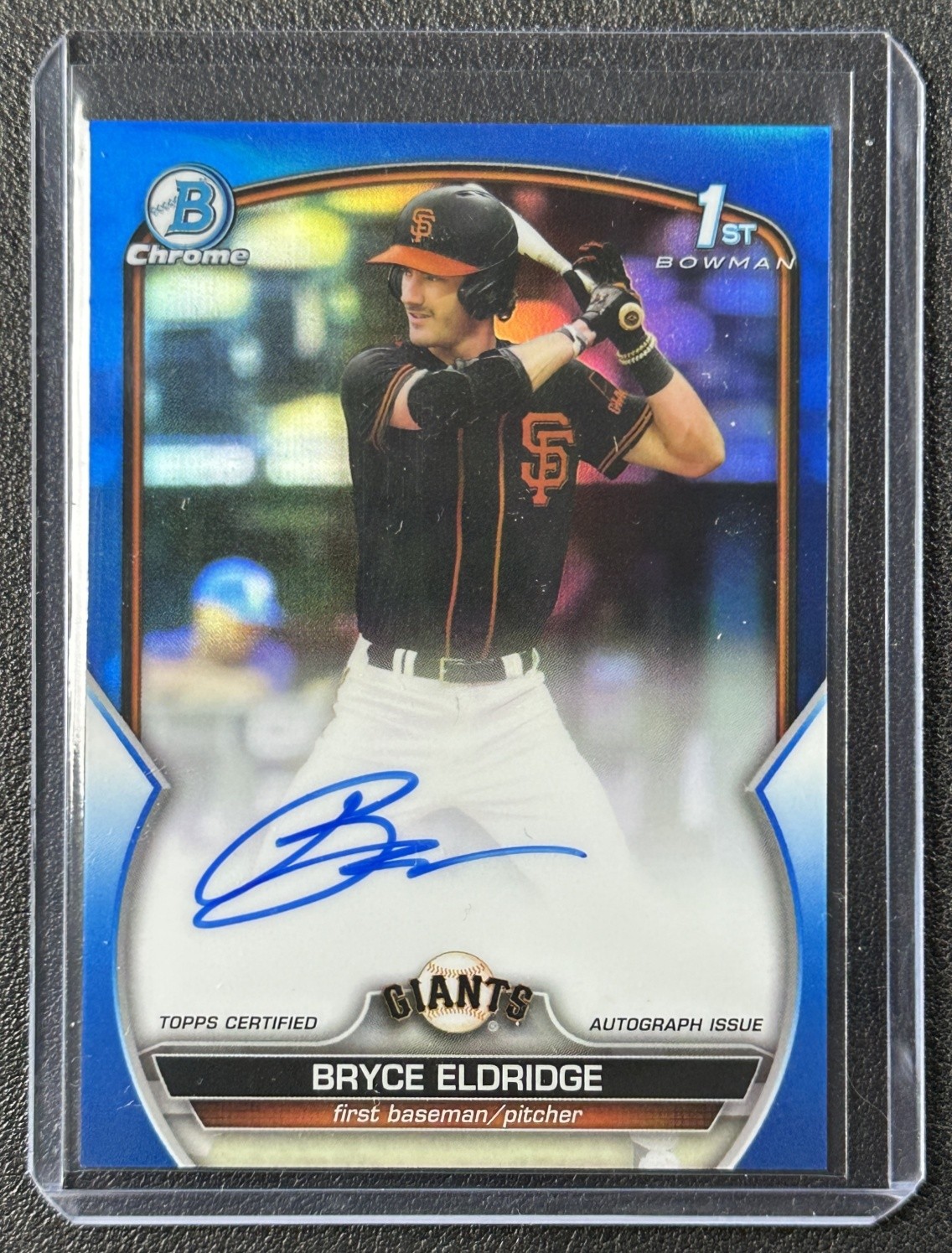 BRYCE ELDRIDGE 2023 BOWMAN DRAFT CHROME AUTO BLUE REFRACTOR 1ST PROSPECT 87/150