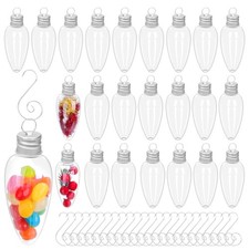 24 PCS Christmas Booze Balls, Fillable Booze Tree Ornaments with S Hook, Ligh...