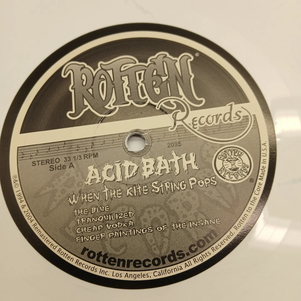 ACID BATH - WHEN THE KITE STRING POPS 2004 Limited Edition White Vinyl LP Rotten Foto 4 de 4