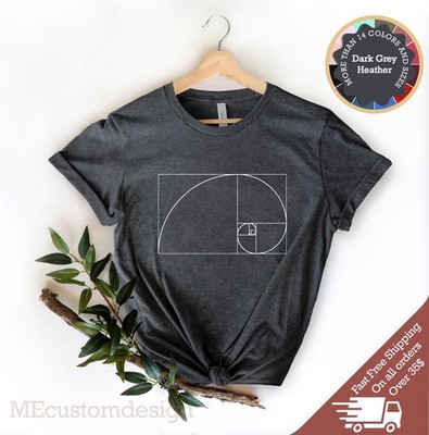 Fibonacci Spiral T Shirt Golden Ratio Math Shirt Sacred Geometry Graphic Tee Mat
