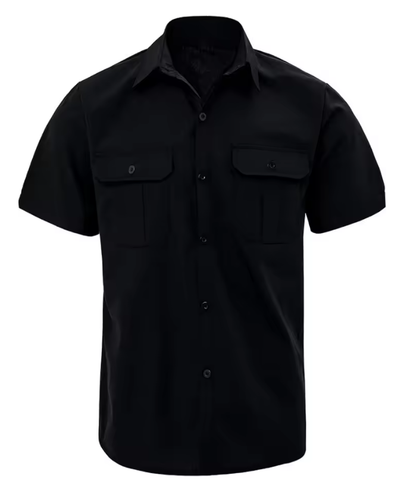 Men's Summer Lapel Solid Short Sleeve Shirt with Two Pockets Casual Button - Picture 6 of 13