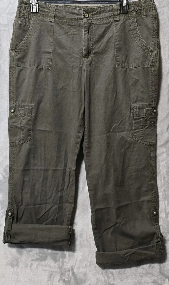 Pantalones Convertibles Merona Capri Rodilla Pantalones Cortos 16 Carga Verde Ejército Gorpcore Exterior Foto 3 de 4