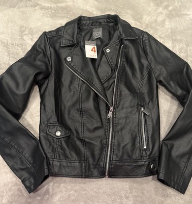 Primark Faux Leather Moto Jacket Size 4 Womens in Black - NWT!