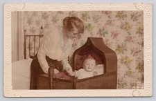 RPPC British Beauty Actress Gladys Cooper & Baby John Hand-Painted Postcard