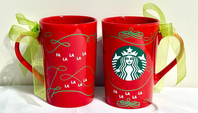 2 Starbucks 12oz. ''FA LA LA LA LA''  2020 Christmas Mugs #592