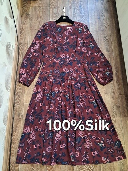 Women L.K.Bennett Dress Burgundy Silk L