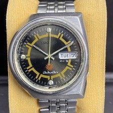 RARE Seiko Advan Halfmoon Day Date Automatic 6106-7551 Black Dial JDM Watch Men