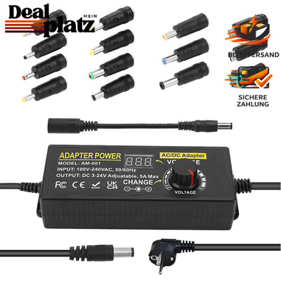 Einstellbares 120W Netzteil 100V-240V AC/DC 3V-24V mit 14 Tipps