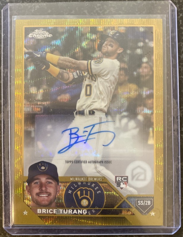 2023 Topps Chrome Brice Turang RC Gold Wave Refractor Auto /50 #AC-BTU