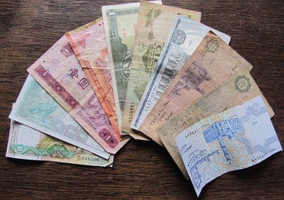 Bundle of 10 different banknotes whole world some poor condition