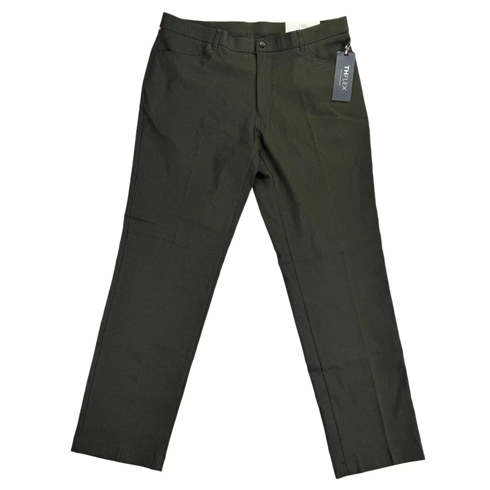 Tommy Hilfiger Mens TH Flex Finn Modern Fit Twill Pants Olive Green 34x30