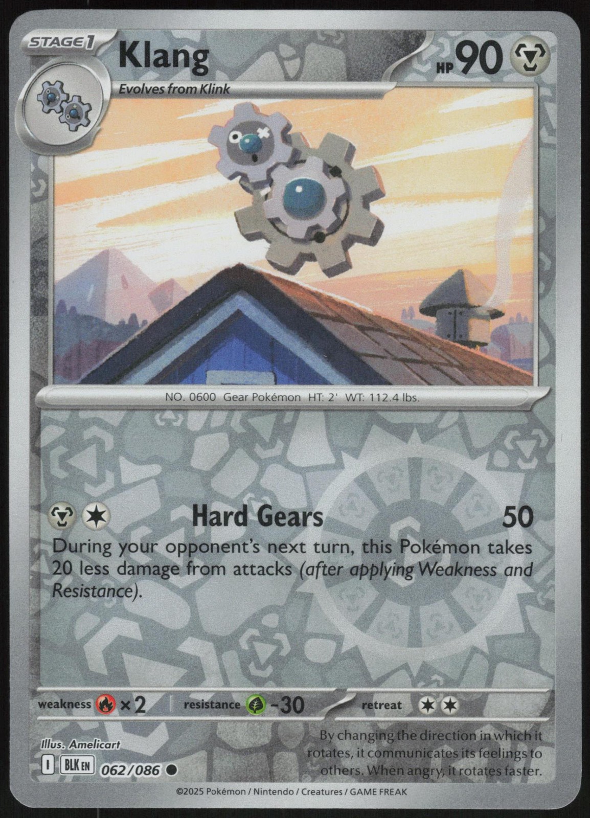 Klang 062/086 Common Black Bolt Pokemon Reverse Holo Near Mint