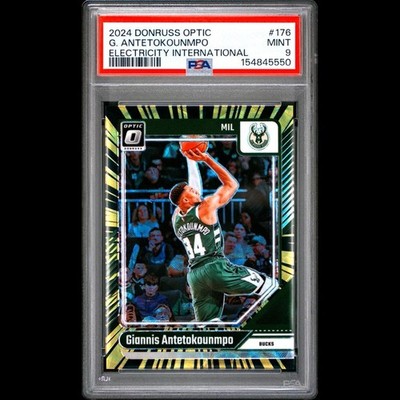 Jersey Match 2024 Donruss OP Giannis Antetokounmpo #176 Electricity 34/75 PSA9