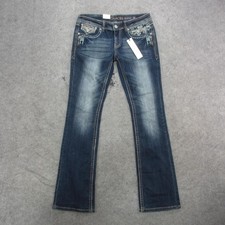 Grace In LA Jeans Womens 29 Blue Boot Cut Embellished Flap Pocket Western Denim