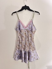 Victoria  s Secret Angels Satin Slip Dress Lilac Floral Lace Nightgown Y2K Medium