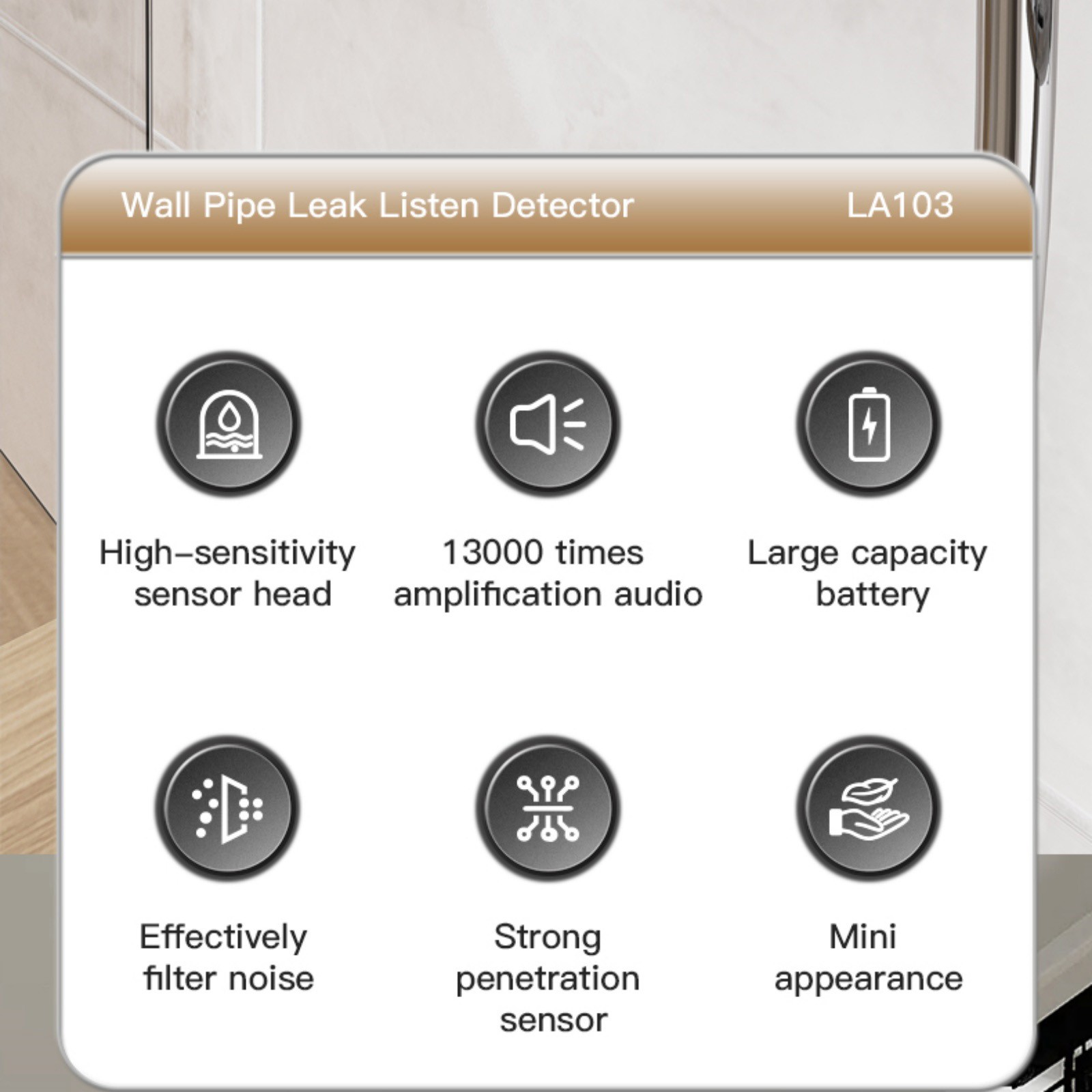 High Sensitivity Water Pipe Leak Detector 13000x Amplification for Home Use