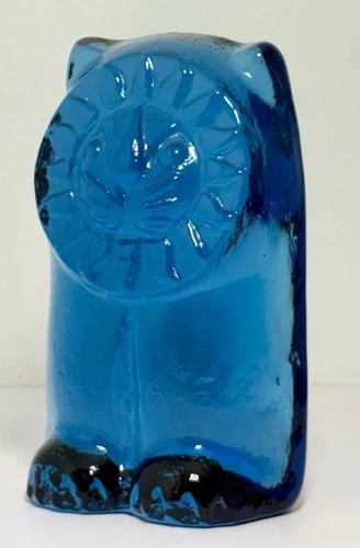 BLENKO Lion Cat Art Glass Figurine Paperweight Modern Abstract 4 1/2" Rare Mcm