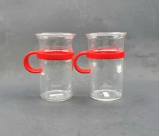 2 Bodum Red Handle Bistro Mugs Captain Picard Star Trek Glass Coffee Espresso 