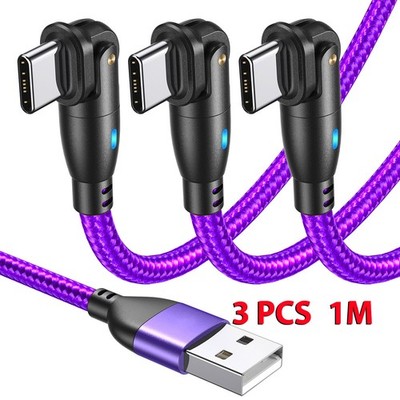 3 PCS 1M 180° USB A to USB C Cable,3A USB C Fast Charger Cable for Type C Device