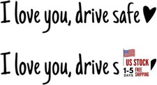 2Pcs Black I Love You Driving Safe Mirror Sticker, Drive I You Rearview Decal,