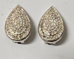 Boucles d'oreilles clips Christian Dior vintage couture cristal clair poire ton argent