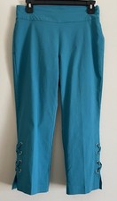 JM Collection Turquoise Capri Pants Pull On with Grommets Size Petite S NWOT    