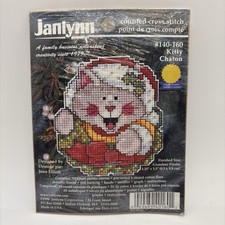 Janlynn Counted Cross Stitch Kit Christmas Kitty Cat 140-160 3.25 X 3.50 Inches