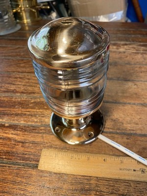 Vintage NOS Perko 7'' Polished Bronze Stern Light,  New Wiring/LED, Glass Lens