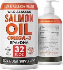 32 oz Salmon Oil for Dogs Cats Omega-3 Skin, Coat Allergy Support