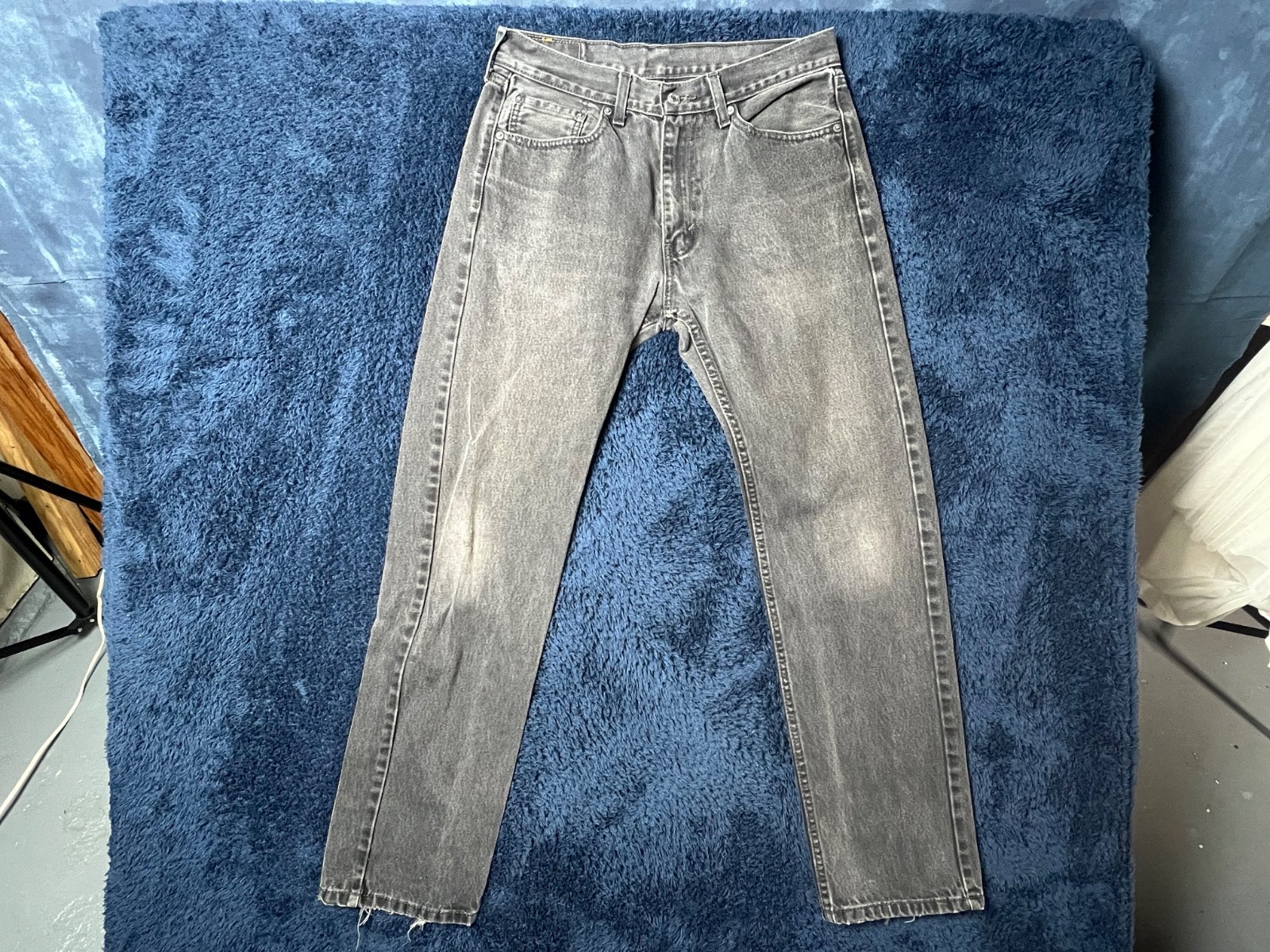 Levis 505 Mens Jeans 33x34 Black Regular Fit Straight Leg