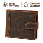 Mens Genuine Hunter Brown Real Leather RFID Wallet Coin Purse ID Holder for Men