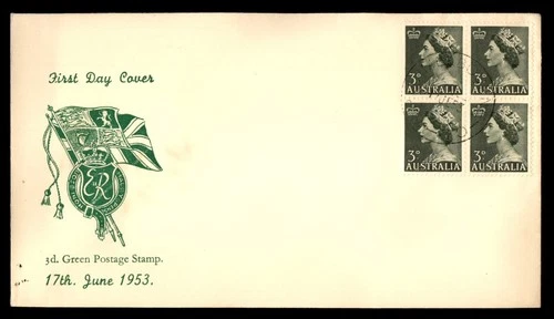 Mayfairstamps Australia FDC 1953 Queen 3d Block First Day Cover aaw_74049