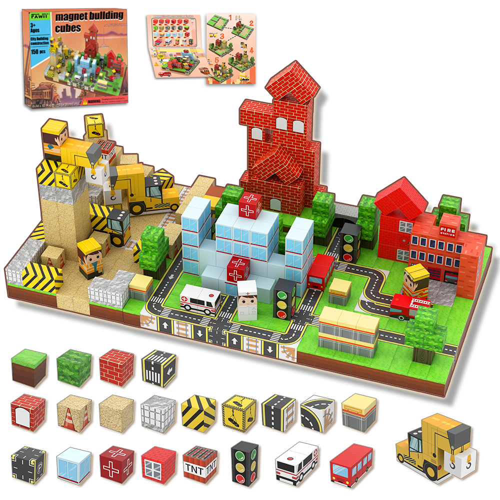 150PCS Magnetic Blocks - Magnetic Cubes Building Blocks for Ages 3+,STEM Sensory