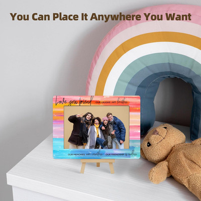 Best Friends Picture Frame Gift, BFF Gifts Wooden Photo Frame with Easel, 4X6...