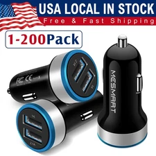 1-200x Dual Port USB Fast Car Charger Quick Charge For iPhone Google Samsung Lot
