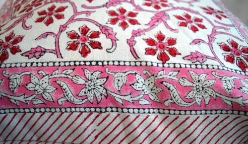 Funda de cojín india floral impresa en bloques de mano 16x16" pulgadas 1 pieza funda de almohada - Imagen 3 de 4