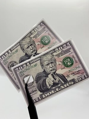 HAPPY STAMPS CO. 2 Donald Trump 2024 Bill Credit Card Sticker, Debit Card Skin Cover-SMALL CHIP.