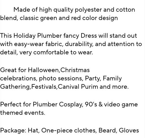 Men's Adult Mario Costume Red Plumber Cosplay Halloween Costume Full Set Large - Picture 5 of 10