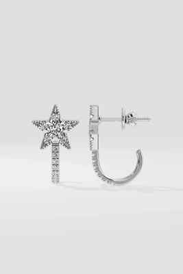0.50CT Lab Grown Diamond Star Earrings in 14kt Solid White Gold